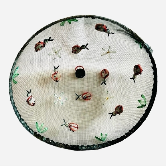 Food Cover Mesh & Wire Embroidered Food Dome Camping Picnics Food Cover - Picture 3 of 3